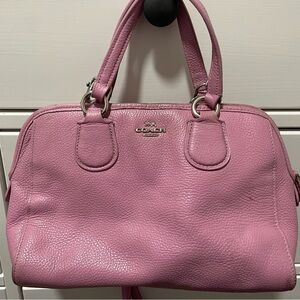 Pink leather Coach cross body/hand purse